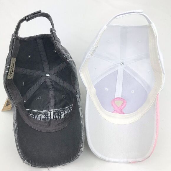 Breast Cancer Awareness Month Support Bundle of 2 Ball Caps NEW - Picture 4 of 14